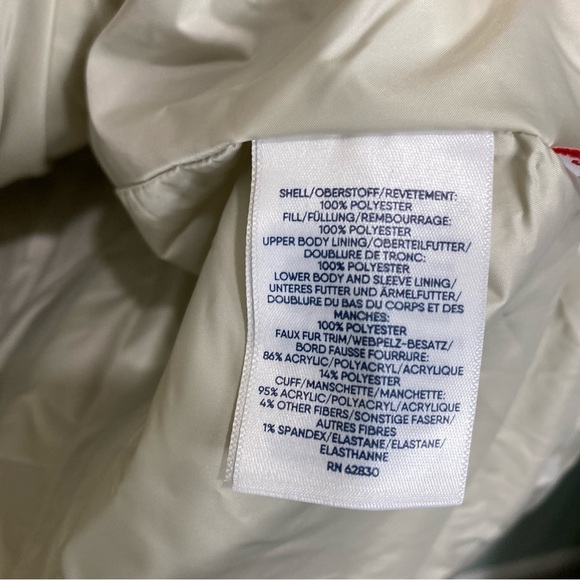 Lands End Puffer Jacket Primaloft Faux Fur Hood Zip Up Sz 2X‎ Cream Fleece Lined - Picture 3 of 4